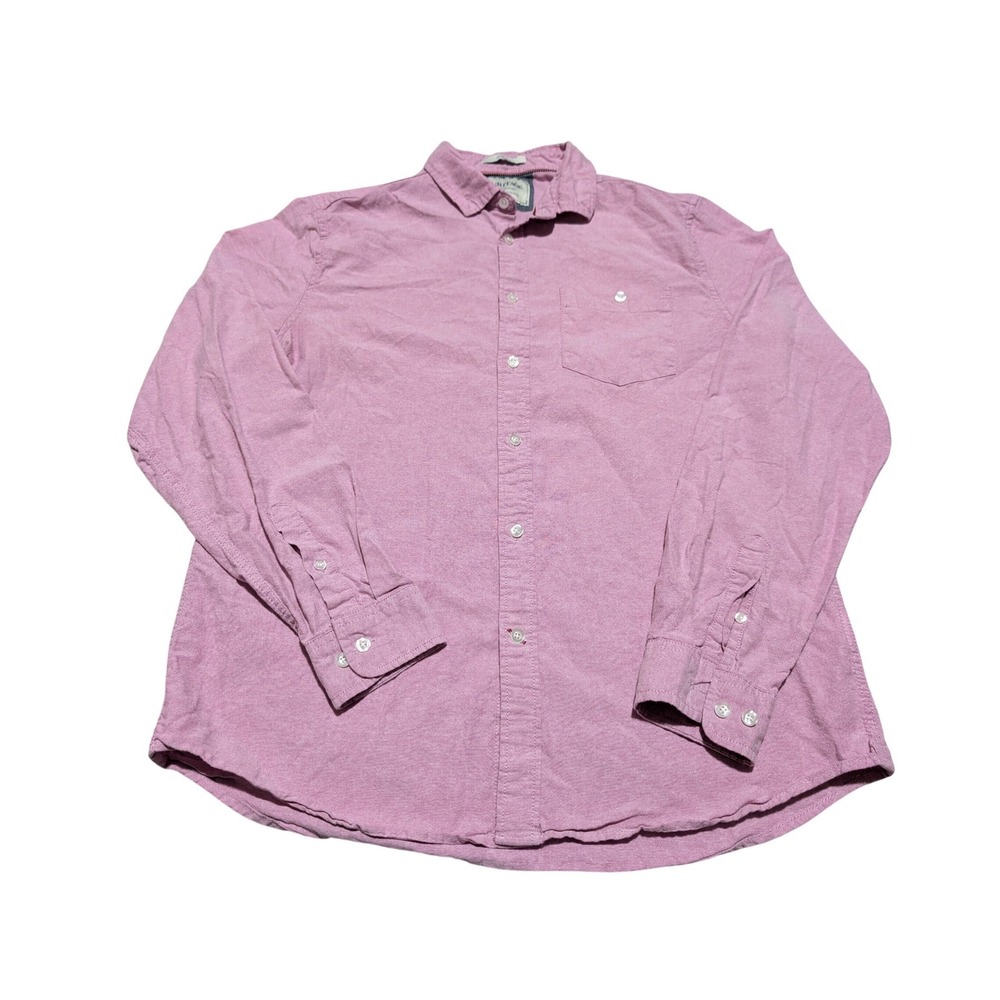 Heritage Button Down Shirt Mens L Pink Report Collection Slim Fit Oxford Casual